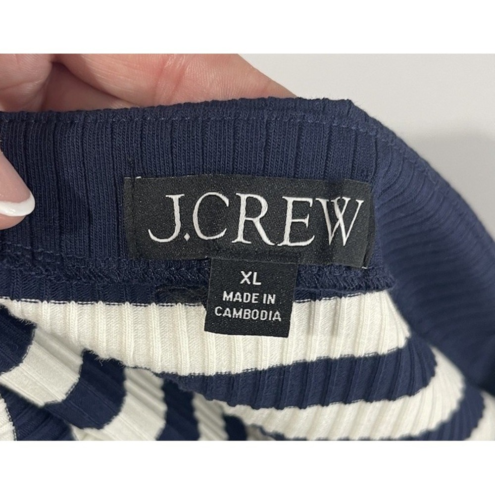 J.CREW Ribbed Midi Dress Navy White Stripe Boatneck Casual Preppy Nautical XL - Picture 4 of 11